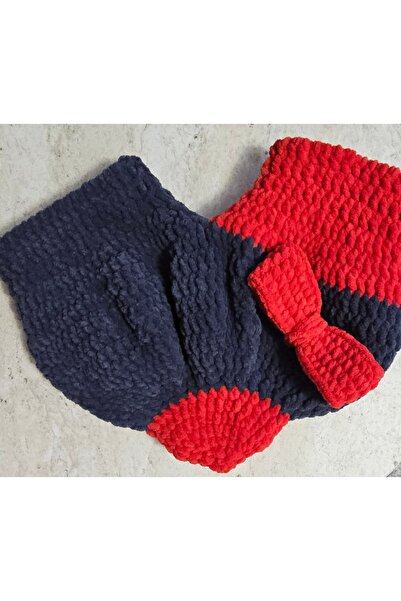 Patiska Tasarım Red and Gray Couple Gloves, Couple Gloves – Hand Knitted Wint...