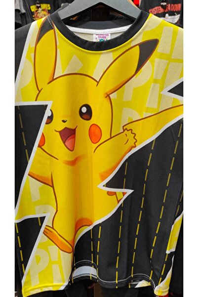 FG KONNİCHİWA Yellow Black Cpk Colored Pokemon Long-Sleeved Pink Unisex T-Shirt