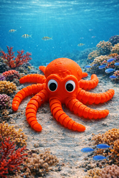 Mey3DDesign Ahtapot Oyuncak, Renkli, Eklemli ve Hareketli Kollara Sahip, Çocu...