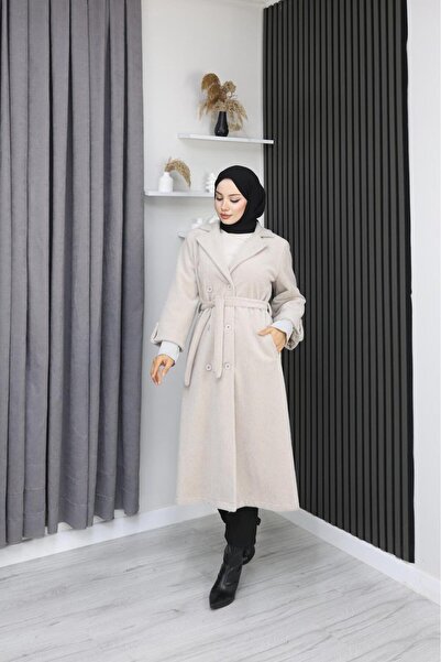 GÖZDE GİYİM Fox Fabric 115 Cm. Boy Men's Collar Sleeve Tricot Coat