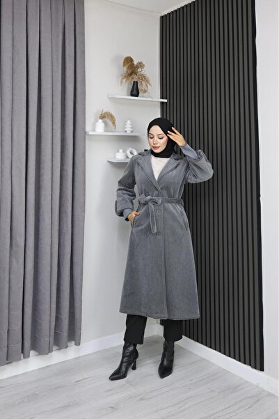 GÖZDE GİYİM Fox Fabric 115 Cm. Boy Men's Collar Sleeve Tricot Coat