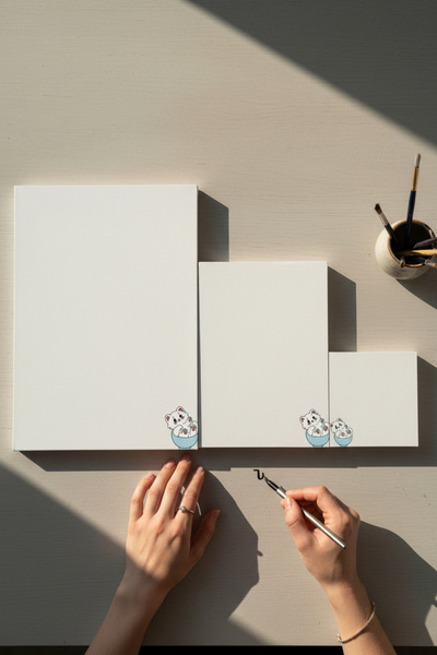 Renkli Zeka Cat Patterned 3-Piece Notepad Set – 110 Gr Thick Paper Notepad (2...