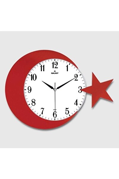 Home Ay Yıldızlı duvar saati kırmızı beyaz Atatürk