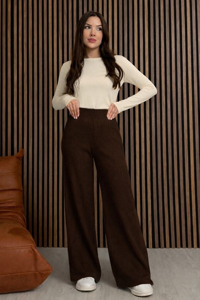 Leo Ferre Brown Women's Comfortable Fit Knitwear Pants Size 25703