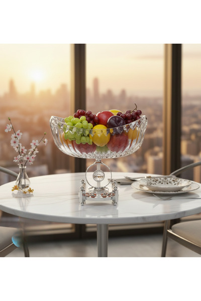 ASSA BAZAAR Ultra Luxury Premium Crystal Silver Gondola Bowl – Decorative Tab...