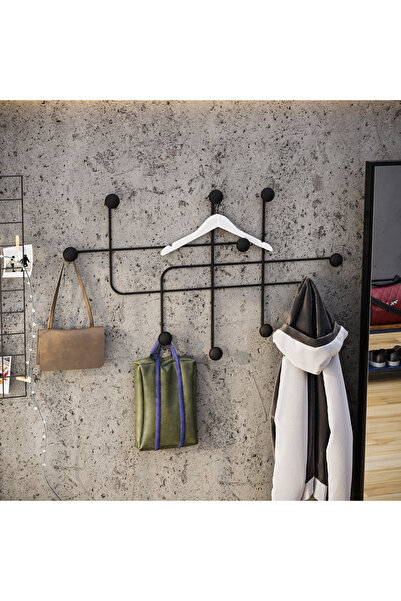 MOİRA Mat Siyah,Dekoratif Metal Duvar Askısı Modern Tasarım Antre Banyo Hol P...