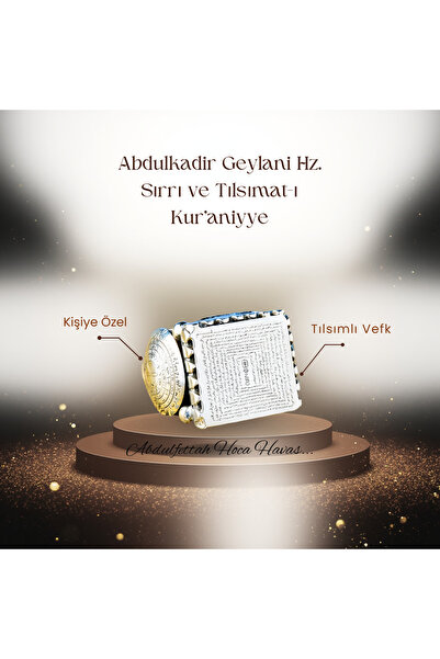 Abdulfettah Abdulkadir Geylani Mührü ve Salavat-ı Şerifeli Tılsım Gümüş Yüzük...