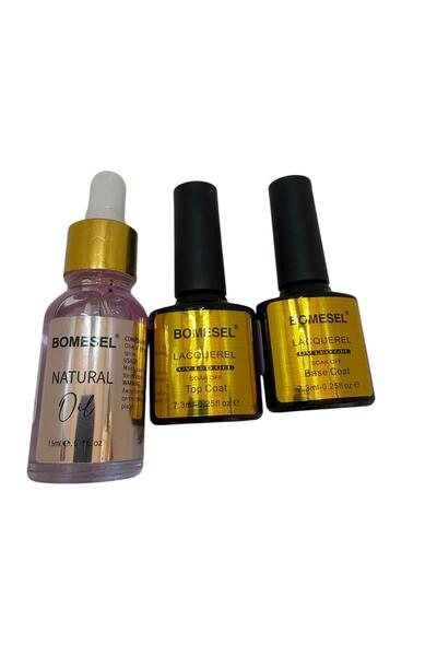 bomesel 3-piece Manicure Set: Base Coat 7.3ml, Glossy Top Coat and Moisturizi...
