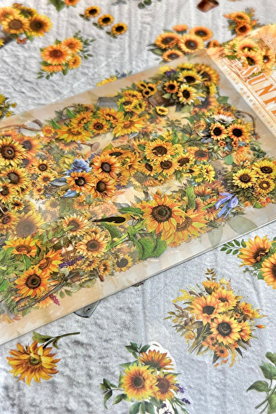 Kolbi Craft 6 Sheets 64Pcs Transparent Yellow Sunflower Sticker Bullet Journa...