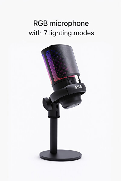 ASA SquadCast RGB Gaming Condenser Microphone with Stand – 7 RGB Modes