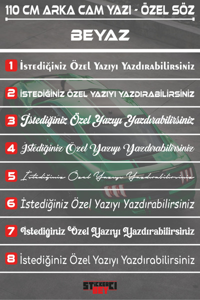 STİCKERCI BEY 110 CM ÖZEL YAZI - SÖZ STİCKER ARABA YAZISI - MOTORSİKLET - ÖZE...