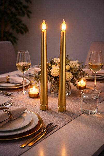 MEGSTORE 2'li Pilli Led Şamdan Mum Seti Harry Potter Mum Seti Yeniden Kullanı...