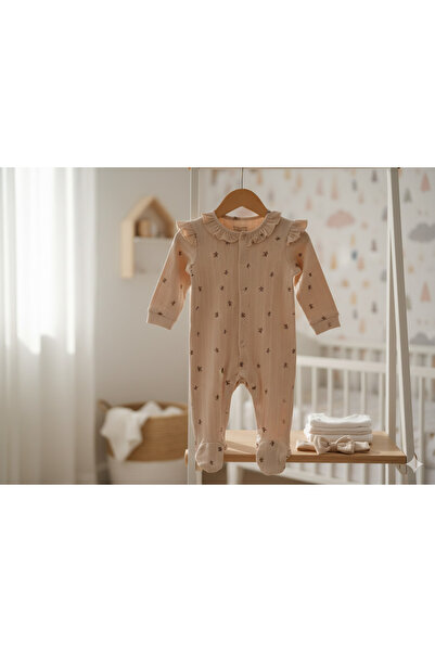 PURE BABY NATURA Floral Patterned Baby Romper and Bandana Set