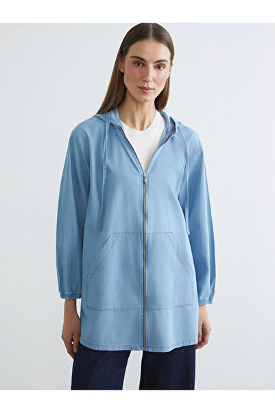 LC Waikiki Blue Hooded women's jean tunic from gulis store