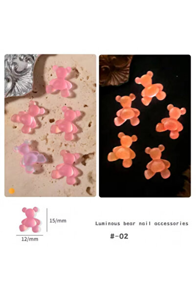 Pink Nails 3D Pink Jelly Glow Bears for Nail Art