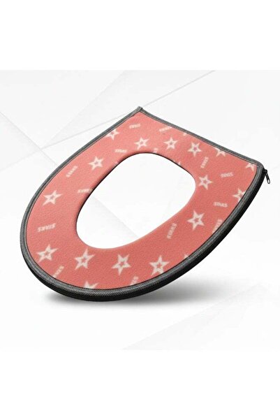 Roomlyne غطاء مقعد المرحاض مبطن، ناعم ومريح وقابل للتمدد وقابل للغسل - وردي