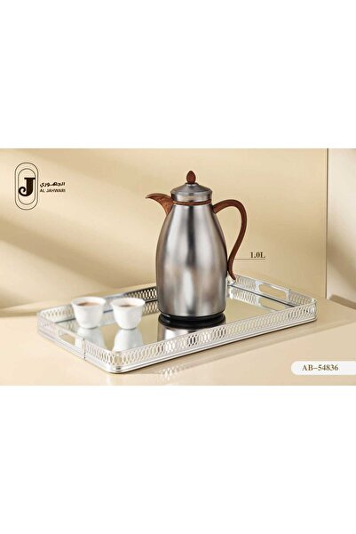 aljahwari ثلاجه شاي وقهوة فضي خشبي مقاس 1لتر