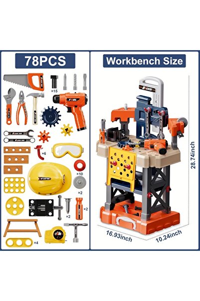 kizu Joc de construcție 386 de piese pentru copii – Set educativ cu banc de l...