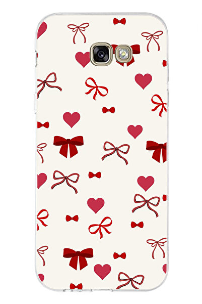 TechTree Samsung Galaxy A7 2017 Compatible Maroon Hearts and Bows Printed Sil...