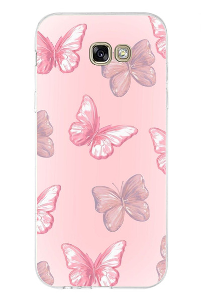 TechTree Samsung Galaxy A7 2017 Compatible Pink Butterflies Printed Silicone ...