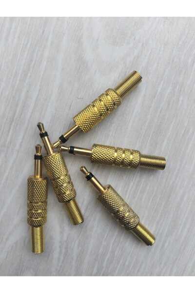 ERN موصل مونو جاك 3.5 ملم ذكر (تي إس) - موصل معدني برأس ملولب (لون ذهبي) - عب...