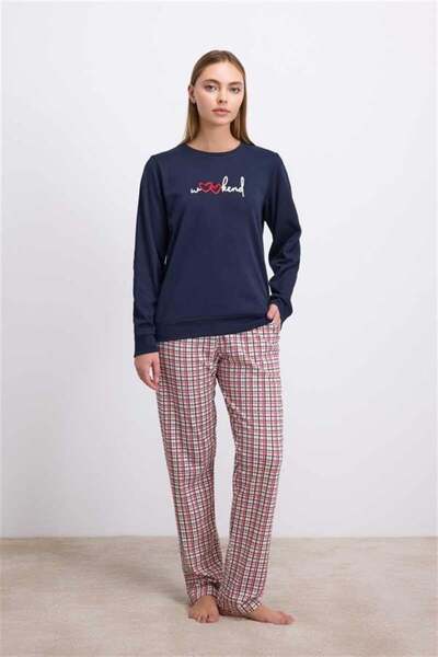 Motto10 butik Motto10Butik 100% Cotton Long Sleeve Sweatshirt and Plaid Pants...