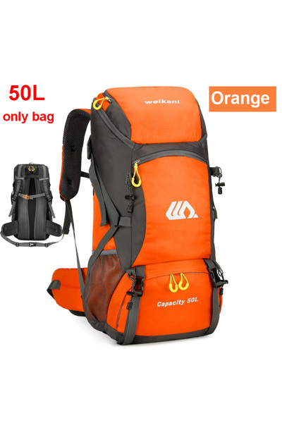 Choice حقيبة ظهر برتقالية سعة 50 لترًا للسفر والتخييم، حقيبة كبيرة للرجال، حق...