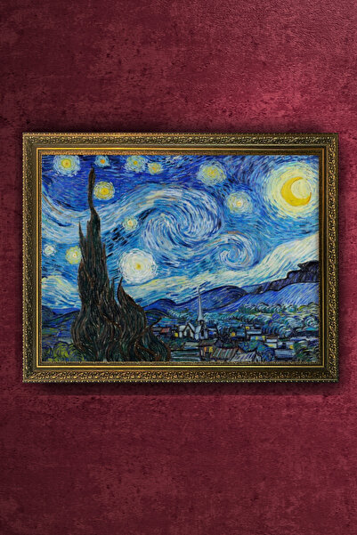 FurelArt Van Gogh Yıldızlı Geceler Tablosu - Starry Night - Vintage Desenli Ç...