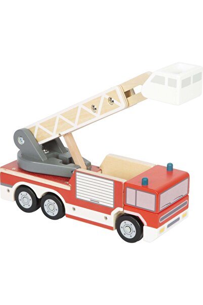 Small Foot Mașină de Pompieri din Lemn cu Scară Rotativă și Macara (Small Foot)