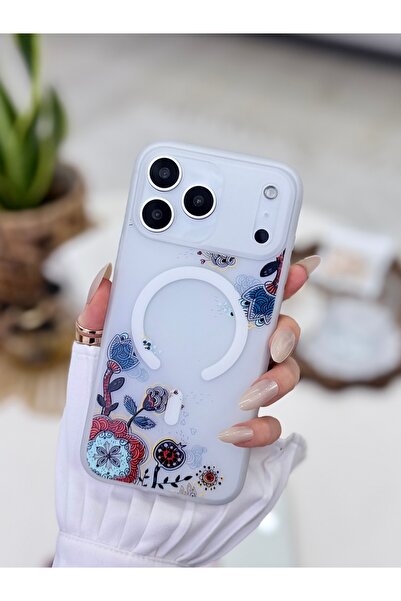 Go Aksesuar Iphone 17 Promax Uyumlu Gerçek Magsafe Çiçek Özellikli Baskılı Şe...