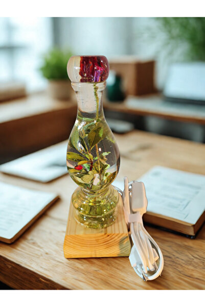 epoksiresinart Epoksi Kurutulmuş Çiçekli Tasarım Gece Lambası