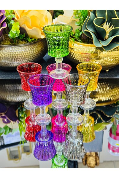 EVRA 6 Adet Renkli Mini Kahve Yanı Su Bardağı