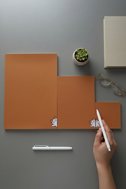 Renkli Zeka Cat Patterned 3-Piece Notepad Set – 110 Gr Thick Paper Notepad (2...