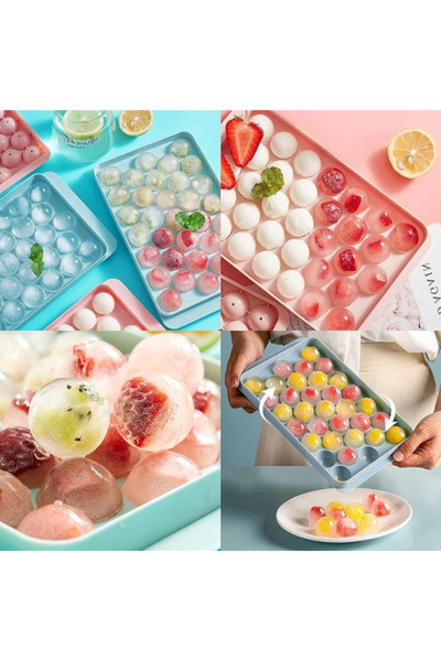 homika dekorasyon Küre Buz Kalıbı Kapaklı 33 Hazneli Yuvarlak Buz Kalıbı Kokt...