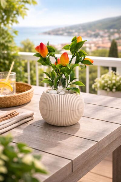 etxShop زهور صناعية فاخرة من أزرق بلون الكوبالت حجرًا من نوع إيدا، زينة لسطح ...