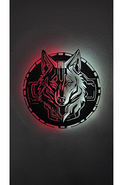 ElertDesignStudio Kurt Figürlü Ahşap LED Işıklı Tablo – El Yapımı Lazer Kesim...