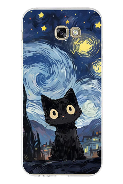 TechTree جراب سيليكون مطبوع متوافق مع هاتف سامسونج جالاكسي A7 2017 بتصميم قطة...