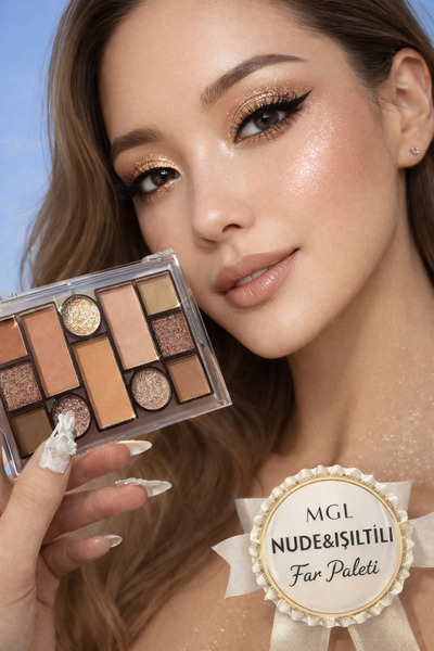 Kozmetik MGL Nude & Işıltılı Far Paleti – Kore Stili Doğal & Işıltılı 12’li G...