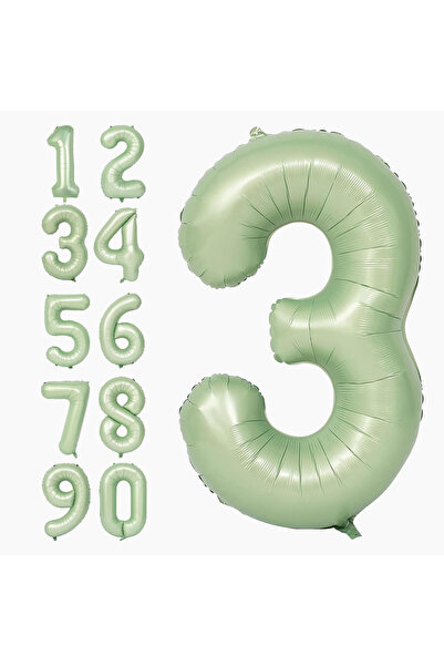 BenimMarifetlerim 3 Number Water Green Foil Balloon 40 Inch 90 cm