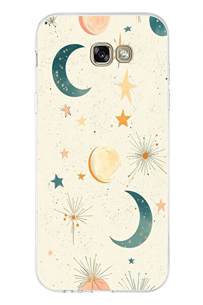 TechTree Samsung Galaxy A7 2017 Compatible Cream Background Moon and Star Pri...