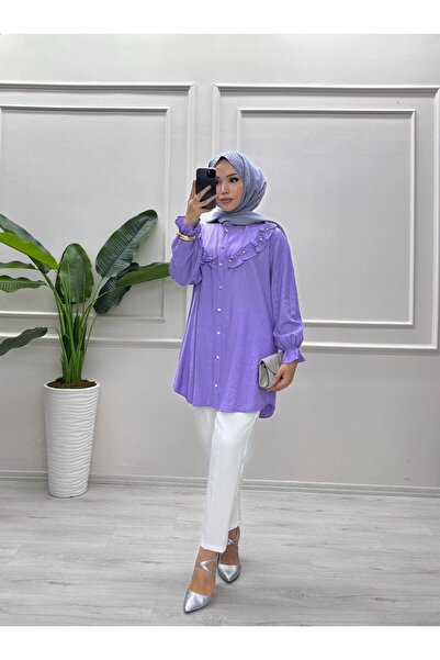 moda acar Strawberry Fabric Tunic with Stone Details