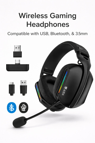 ASA A90 RGB Wireless & Wired Gaming Headset with Noise-Canceling Microphone