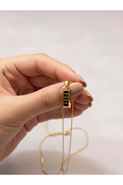 MonaCe Collection Külçe Altın Modeli 316L Çelik Kolye