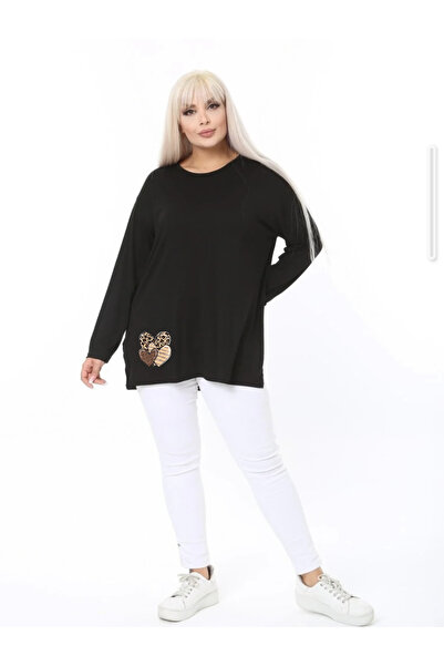 Ciao Pamuklu uzun kollu viskon kalp baskılı