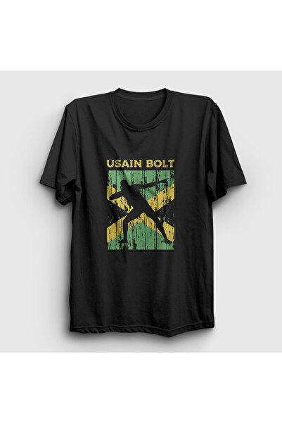 Presmono Cadou unisex pentru alergător negru Usain Bolt tricou 589108tt