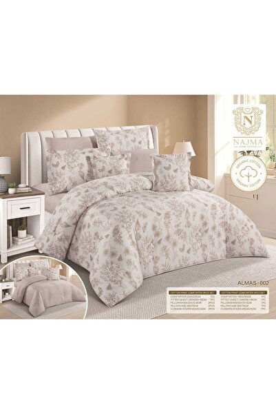 NAJMA مفرش سرير مزدوج قطن 100% بارد ناعم وجهين -طقم لحاف نفرين قطن100