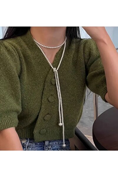 Arescollection UZUN BAĞLAMALI ZARİF İNCİ KOLYE