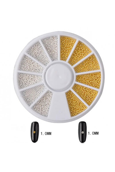 Pink Nails Nail Art Crystal/Caviar Mix Silver Gold