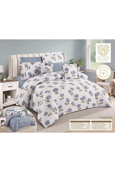 NAJMA مفرش سرير مزدوج قطن 100% بارد ناعم وجهين -طقم لحاف نفرين قطن100