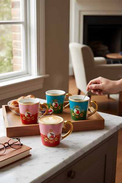 Yumuk Shop 4 Lü Lüks Soho Bird Narlı Seri Kupa Seti